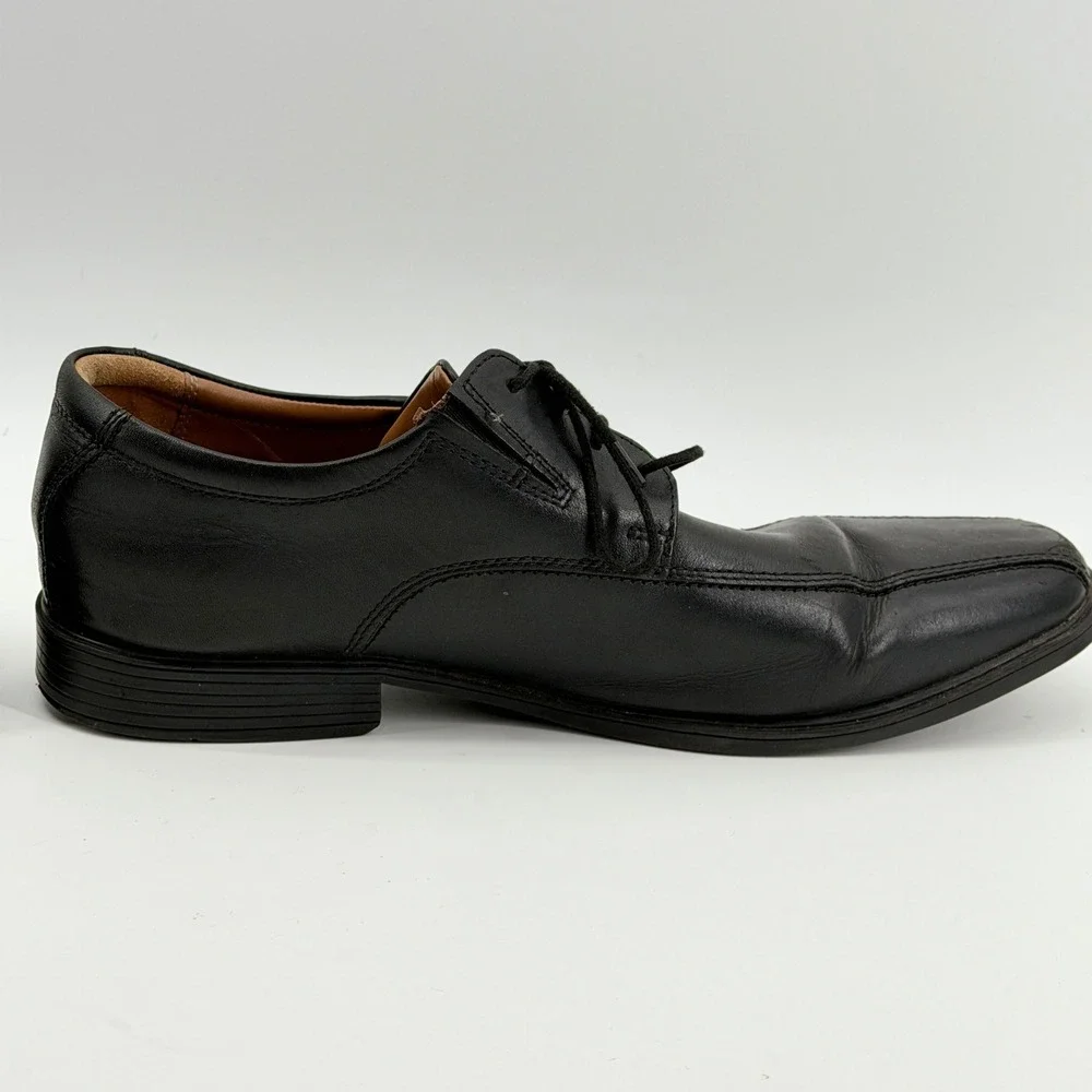 Clarks Mens Black Leather Square Toe Lace Up Derby Dress Shoes 13 M 261103107120